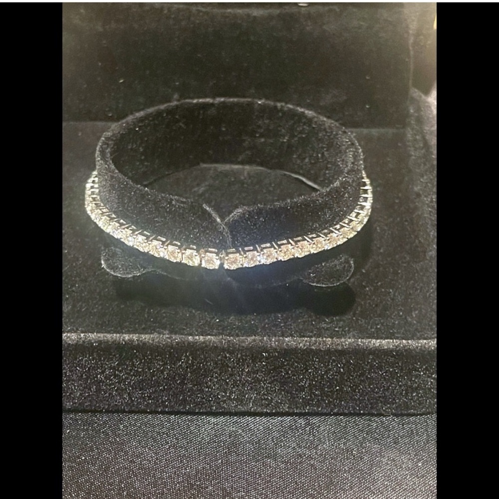 3mm Moissanite Tennis Bracelet: Set in Solid 925 Silver, 18k White Gold Plated